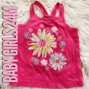 BABY GIRLS 24M Glitter Flower Graphic Tank Top
